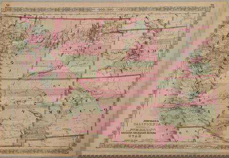 1863 Johnson Map of US West -- Johnson's California Territories of New Mexico Arizona Colorado: Title: 1863 Johnson Map of US West -- Johnson's California Territories of New Mexico Arizona Colorado Nevada and Utah Cartographer: Johnson & Ward Year / Place: 1863, New York Map Dimension (in.): 17.