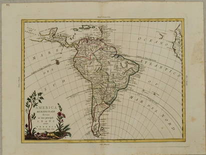 1776 Zatta Map of South America -- America Meridionale divisa ne' suoi principali Stati: Title: 1776 Zatta Map of South America -- America Meridionale divisa ne' suoi principali Stati Cartographer: A Zatta Year / Place: 1776 Venica Map Dimension (in.): 12 X 15.8 in. This is a handsome map