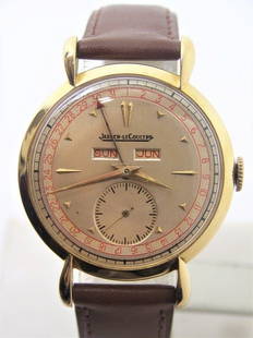 Vintage 18k Gold JAEGER-LeCOULTRE Triple Calendar Winding Mens Watch 1940s EXLNT: Vintage 18k Gold JAEGER-LeCOULTRE Triple Calendar Winding Mens Watch 1940s EXLNT ​ Great present for yourself or someone you love as well as for vintage collectors or enthusiasts! * Solid