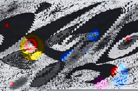 Joan Miro Lithograph double page XXe siecle 1976: Artist: Joan Miro Country: Spain Title: Untitled Medium: Lithograph Marks: Not signed Not numbered Printed: 1976 in France Paper: 12.5 x 19.5 inch folded as published Provenance: Homage to Miro XXe Si