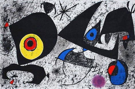 Joan Miro Lithograph double page XXe siecle 1976: Artist: Joan Miro Country: Spain Title: Untitled Medium: Lithograph Marks: Not signed Not numbered Printed: 1976 in France Paper: 12.5 x 19.5 inch folded as published Provenance: Homage to Miro XXe Si