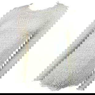 Isabel Marant White Cotton Long Sleeve Top SIze 42: Title: Isabel Marant White Cotton Long Sleeve Top SIze 42 Description: Product details: Featuring white tissu fabric, floral lace, see through, crew neck, long sleeves. Made in portugal. Details: Abou