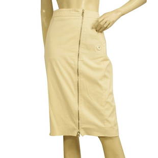 Max Mara Cream Cotton Knee Length Front Zipper Skirt size 46: Max Mara Blue Cotton Knit Knee Length A- Line Back Zipper Skirt size 48 Max Mara Cream Cotton Knee Length Front Zipper Skirt size 46 With elegance and classy knee length for a fantastically defined si