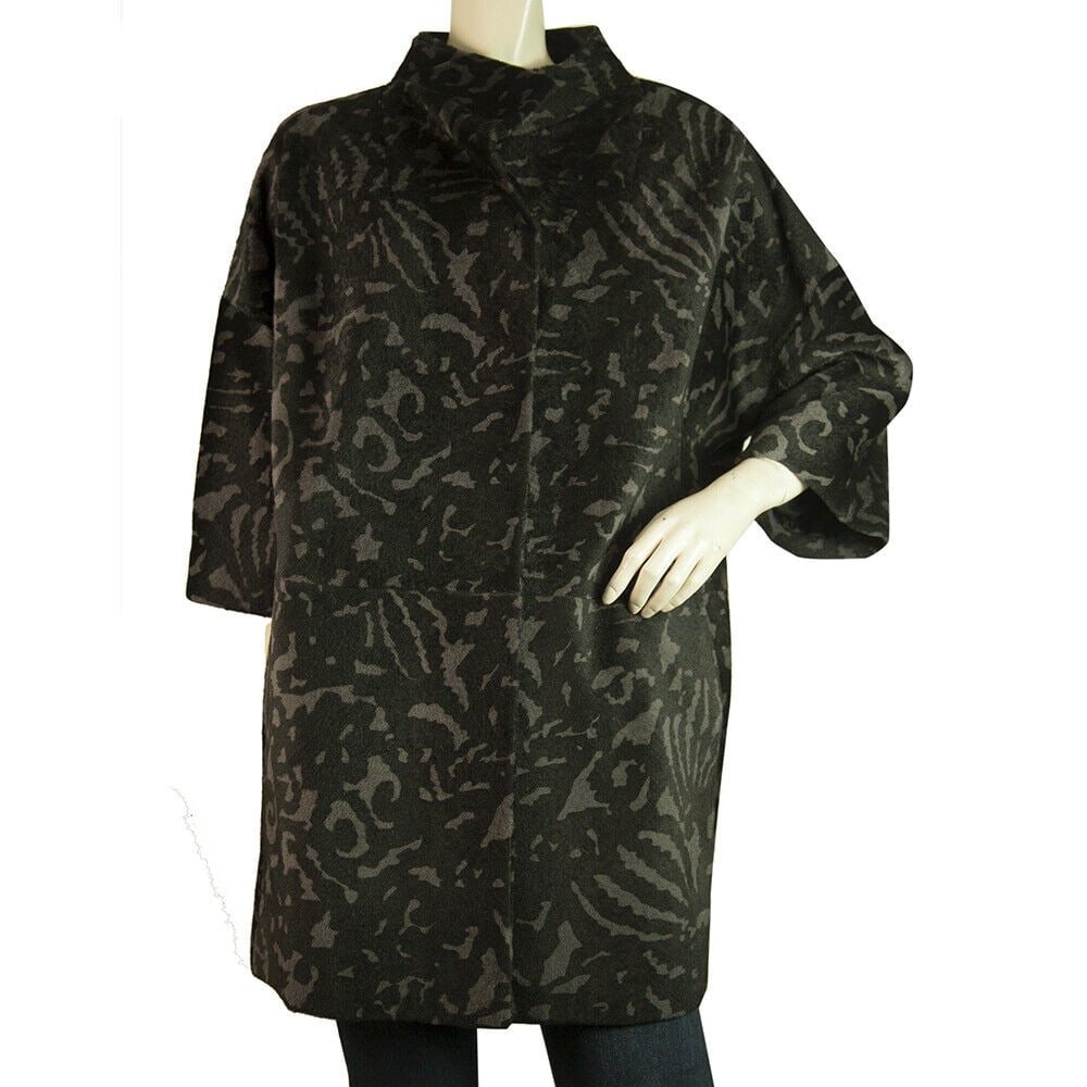 Jo Peters Black & Purple Ponyskin Leather 3/4 Sleeve Coat Jacket size L, superb (1 of 8)