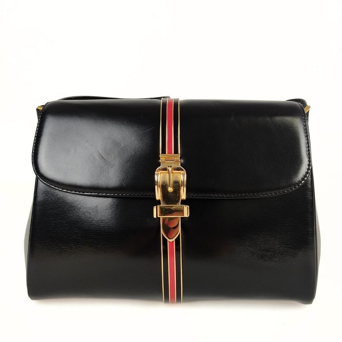 GUCCI Rare vintage Web bag in leather (1 of 6)