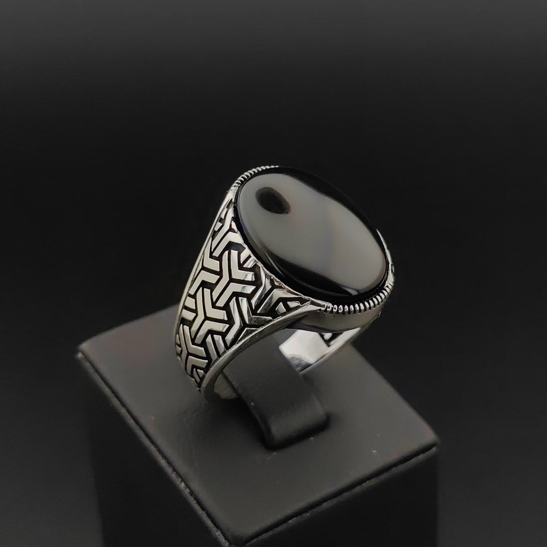 925 Silver Men's Ring with Black Onyx (1 of 8)