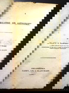1834 Herschel Treatise on Astronomy Manuscript Note: A Treatise on Astronomy, by Sir John F W Herschel , printed at Philadelphia by Carey. Lea and Blanchard, 1834. 396 pages and three plates including illustrating a comet and of Saturn. Manuscript note