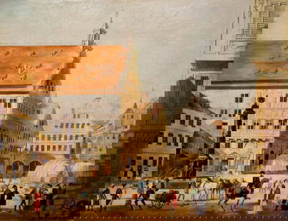 Painting City center landscape: Title: Painting City center landscape Description: ?Verne 27 *** ABOUT THIS PAINTING *** * TITLE: "City center landscape" * ARTISTS: Western European painter of the 19th century * SIZE: 55x75 cm/'21.6