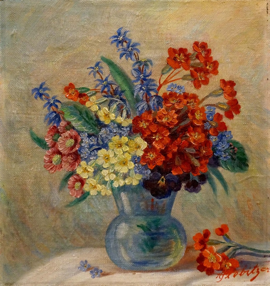 Oil painting Bouquet of flowers Anna Stobitzer: Title: Oil painting Bouquet of flowers Anna Stobitzer Description: ?Verne 33 *** ABOUT THIS PAINTING *** * TITLE: "Bouquet of flowers" * ARTISTS: Anna Stobitzer * SIZE: 25x25 cm/'9.84x9.84 inches' * M