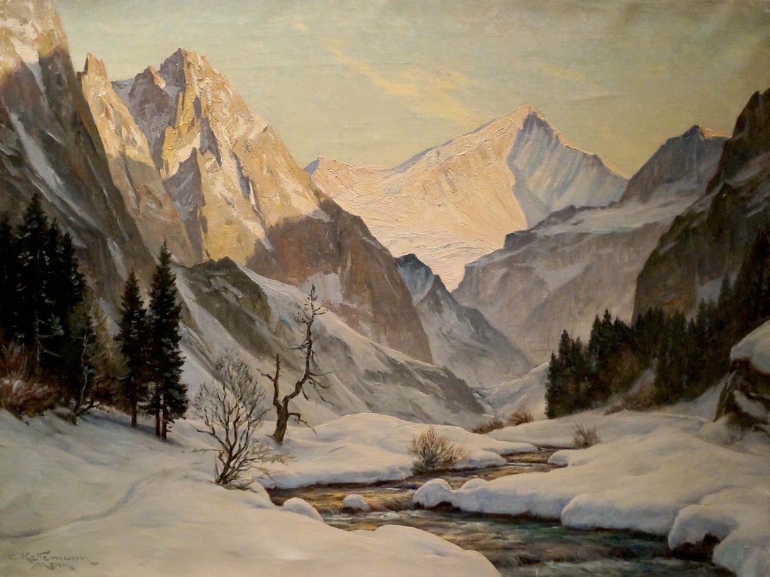 Oil painting Winter landscape Erwin Kettemann: Title: Oil painting Winter landscape Erwin Kettemann Description: ?Verne 242 *** ABOUT THIS PAINTING *** * TITLE: "Winter landscape" * ARTISTS: Erwin Kettemann * SIZE: 100x75 cm/'39.37x29.52 inches' *