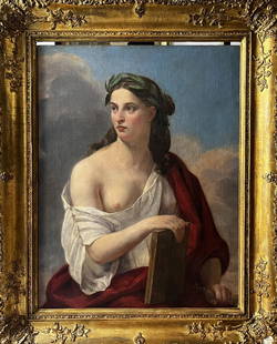 Oil painting Muse of poetry European artist: Title: Oil painting Muse of poetry European artist Description: ?Verne 412 *** ABOUT THIS PAINTING *** * TITLE: "Muse of poetry" * ARTISTS: European artist * SIZE: 106x82 cm/'41.73x32.28 inches' * MED