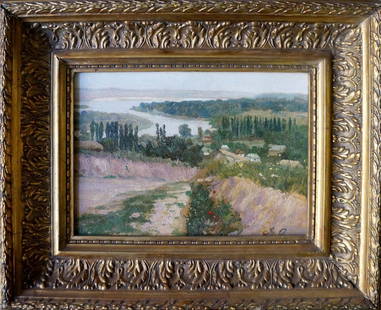 Oil painting Field: Title: Oil painting Field Description: №Verns 111 *** ABOUT THIS PAINTING *** * TITLE: "Field" * ARTISTS: Unknown artist * SIZE: 16x23 cm/'6.29x9.05 inches', frame size: 28x35 cm/'11.02х13