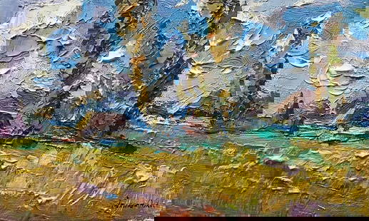 Oil painting Summer hot day Kalenyuk Oksana: Title: Oil painting Summer hot day Kalenyuk Oksana Description: ?Kalen 529 *** ABOUT THIS PAINTING *** * TITLE: "Summer hot day" * ARTISTS: Kalenyuk Oksana * SIZE: 15x25 cm/'5.90x9.84 inches' * MEDIUM