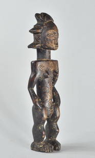 LUBA Shankadi female cult figure statue sculpture Congo Drc African Tribal 1321: CONGO DRC LUBA SHANKADI Female Cultual Figure The Luba are a great people in eastern DRC. Their caryatid seats, their cup holders, chiefs' sticks, arrow holders, adzes and ancestral statues are very f