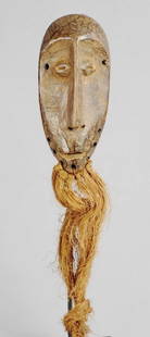 LEGA Bwami Lukwakongo wooden Mask Congo Drc African Tribal Art Provenance 0760: CONGO DRC LEGA Lukwakongo Mask Nice little mask with a very stylized face The eyes of this brand are not pierced Beautiful long beard of plant fibers This type of mask was used in the cult of the Bwam