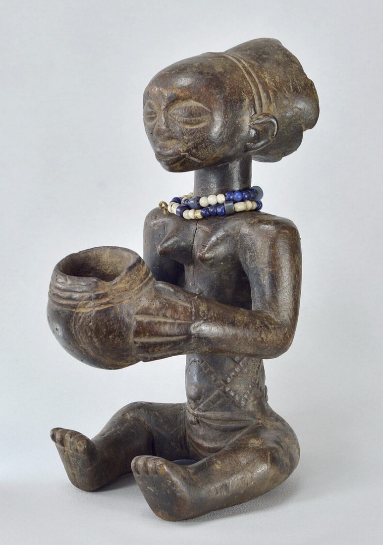 Beautiful old LUBA Mboko bowl bearer Congo Drc Baluba African Tribal Art 0352 (1 of 12)