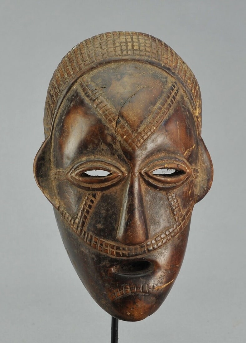 Congo Drc Rare Anthropomorphic Tabwa wooden Face Mask African Tribal Art 0982 (1 of 12)