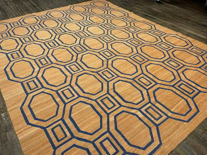 Modern Art Flatweave Circa MODERN Hand-Woven with highest quality: Type: Modern Art Flatweave Origin: INDIA Circa: MODERN Size/Feet & Inches: 9'2'' x 11'10'' Size/Meters: 2.79 x 3.61 Item Number: 56116 Additional Info: Hand-Woven with highest quality Hand-Spun wool y