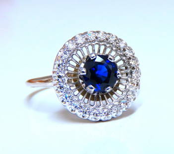 .80ct natural sapphire diamonds cocktail cluster ring 14kt: Natural sapphire diamond cocktail ring. . 80ct. Natural round blue sapphires. Vivid Royal blue, clean clarity and transparent. . 50ct natural round diamonds, h color vs2 clarity 14 karat white gold 4.