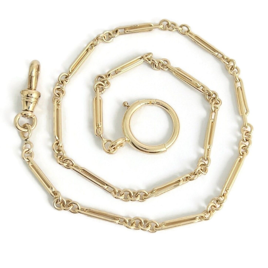 Short Bar Link Chain Choker Necklace 14K Yellow Gold, 14.5 Inches, 12.59 Grams (1 of 6)