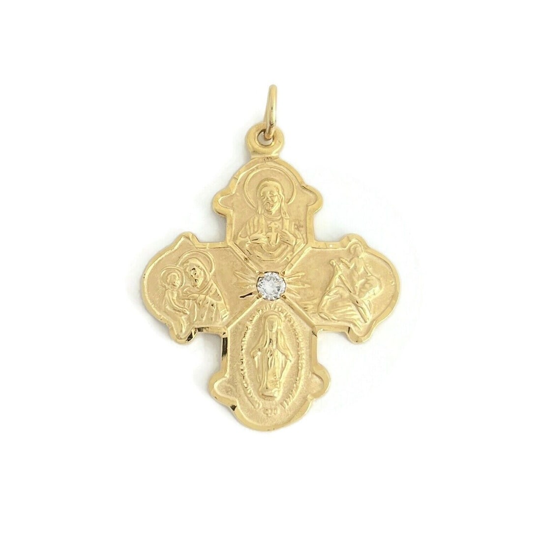 Vintage 4-Way I Am A Catholic Cross Necklace Pendant 14K Yellow Gold, 5.97 Grams (1 of 8)