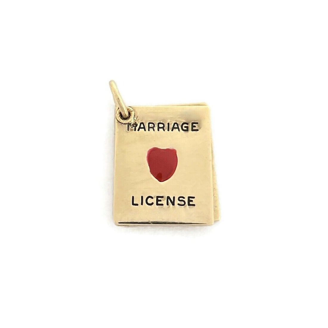 Vintage 1940's Marriage License Enamel Pendant Charm 14K Yellow Gold, 2.24 Grams (1 of 7)