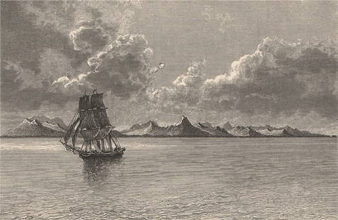 General view of Ualan (Kosrae) Island, Caroline Islands, Micronesia 1885 print: CAPTION PRINTED BELOW PICTURE: 'General view of Ualan' DATE PRINTED: 1885 IMAGE SIZE: Approx 12.0 x 18.5cm, 4.75 x 7.25 inches (Small) TYPE: Antique wood-engraved print CONDITION: Good; suitable for f