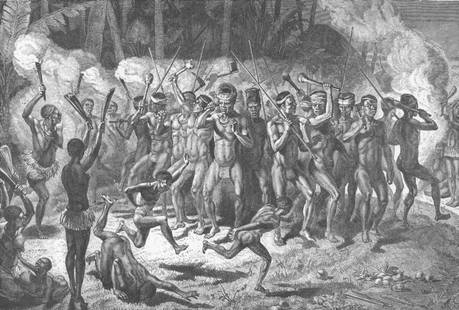 PACIFIC ISLANDS. The Pilou-Pilou Dance of Now Caledonia 1890 old antique print: CAPTION PRINTED BELOW PICTURE: 'The "Pilou-Pilou" Dance of Now Caledonia ' DATE PRINTED: 1890 IMAGE SIZE: Approx 14.0 x 20.5cm, 5.5 x 8.25 inches (Medium) TYPE: Antique wood engraved print CONDITION: