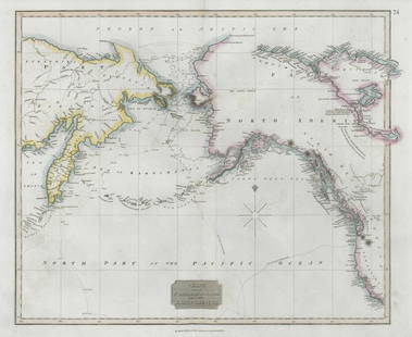 Chart of the northern passage between Asia & America. Pacific. THOMSON 1830 map: TITLE/CONTENT OF MAP: 'Chart of the northern passage between Asia and America' DATE PRINTED: 1830 IMAGE SIZE: Approx 53.0 x 65.0cm, 21 x 25.5 inches (Large); Please note that this is a folding map. TY