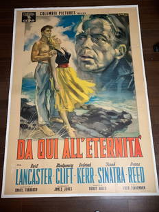 From Here to Eternity - Art by Simeoni (1953) 55" x 79" Italian Movie Poster LB: From Here to Eternity - Art by Simeoni (1953) 55" x 79" Italian Movie Poster LB Reserve: $820.25 Shipping: Domestic: Flat-rate of $70.00 to anywhere within the contiguous U.S. International: Fore