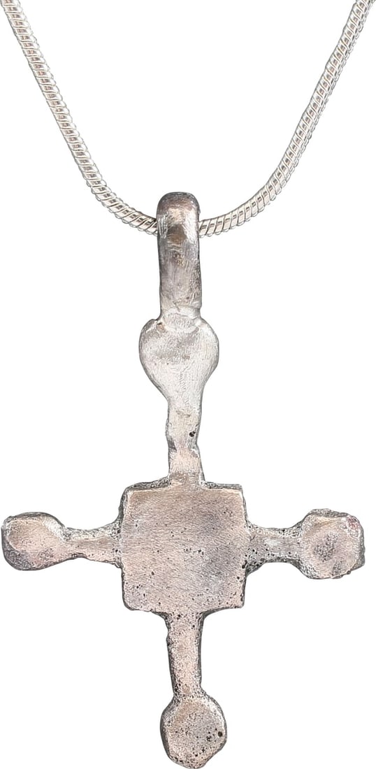 MEDIEVAL CHRISTIAN CROSS NECKLACE C.800-1000 AD: Carolingian, the period of Charlemagne. The emergence from the Dark Ages is embodied in the rise to power of the Frankish King, Charlemagne in 768 (founder of the Holy Roman Empire after 800) followed