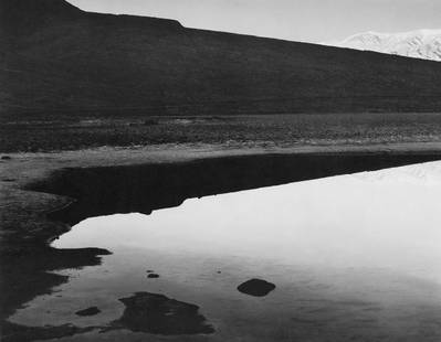 ANSEL ADAMS - Bad Water, Death Valley, 1952: Artist: Ansel Adams Title: Bad Water, Death Valley National Monument, California, 1952 Medium: Photo Litho, 1984, USA Dimensions: 9.35x7.25" Description: Heat Wax Mounted on 11x14" Conservation Board