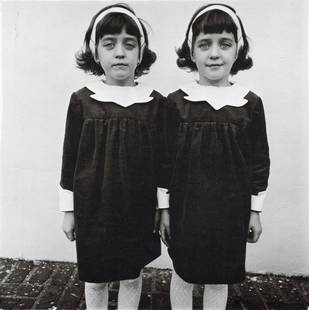 DIANE ARBUS - Identical Twins, Roselle, NJ, 1967: Artist: Diane ArbusTitle: Identical Twins, Roselle, NJ, 1967Medium: Photo Litho, 1972, USADimensions: 8.3x8.3"Description: Heat Wax Mounted on 11x14" Conservation BoardArtist Bio: Diane Arbus was