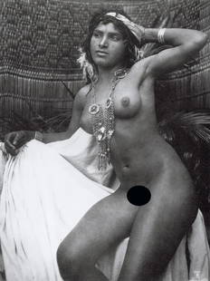 LEHNERT & LANDROCK - Fathma with Jewelry, Tunis 1907: Artist: Lehnert & Landrock Title: Fathma with Jewelry, Tunis, 1907 Medium: Photo Litho, 1987, Switzerland Dimensions: 6.65x8.9" Description: Heat Wax Mounted on 8.5x11" Conservation Board Artist Bio:
