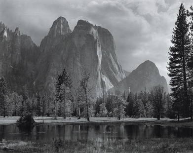 ANSEL ADAMS - Cathedral Rocks, Yosemite Valley, 1949: Artist: Ansel AdamsTitle: Cathedral Rocks, Yosemite Valley, 1949Medium: Photo Litho, 1979, USADimensions: 12.55x10"Description: Heat Wax Mounted on 12x16" Conservation BoardArtist Bio: Ansel Adams