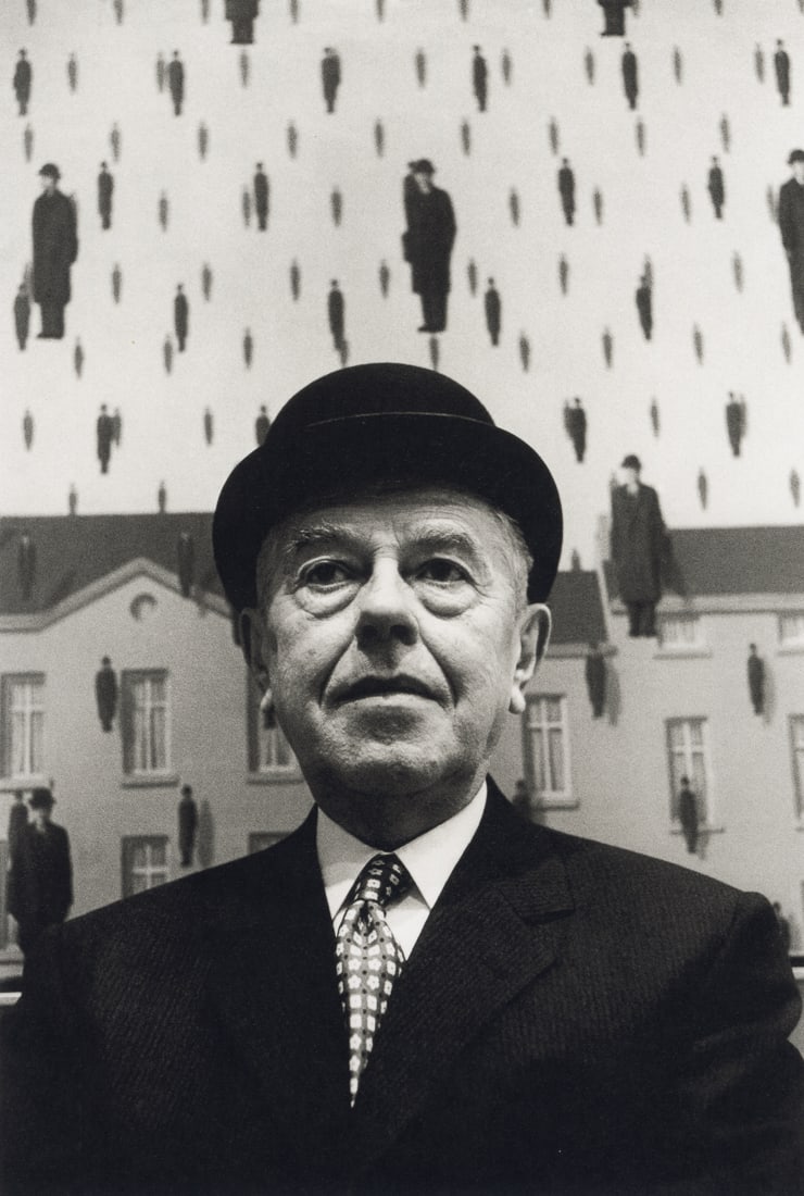 STEVE SCHAPIRO - Rene Magritte, MOMA, New York, 1965: Artist: Steve Schapiro Title: Rene Magritte, MOMA, New York, 1965 Medium: Photo Litho, 2000, Italy Dimensions: 6.2x9.2" Description: Heat Wax Mounted on 11x14" Conservation Board Artist Bio: Steve Sch