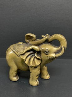 Gold Gilt Bronze Elephant: Title: Gold Gilt Bronze ElephantDate/Period: Late 20th CenturylDimension: 6" h x 7" wMaterial: BronzeAdditional Information: Chinese Art Gold Gilt Bronze Elephant Reserve: $100.00 