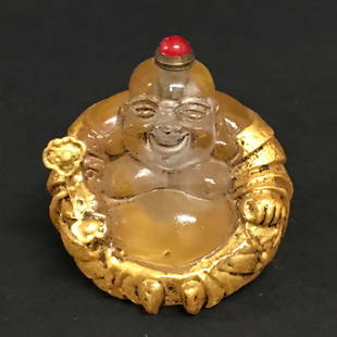 Peking Glass Snuff Bottle: Title: Peking Glass Snuff BottleDate/Period: Late 20th CenturylDimension: 2.5" h x 2.75" wMaterial: Peking GlassAdditional Information: Chinese Art Peking Glass Snuff BoIttle Reserve: $80.00 