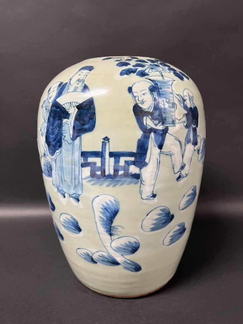 Celadon and Blue Porcelain Vase: Title: Celadon and Blue Porcelain Vase Date/Period: Late 20th Centuryl Dimension: 11.5" h x 8" w Material: Porcelain Additional Information: Chinese Art Celadon and Blue Porcelain Vase Reserve: $150.0
