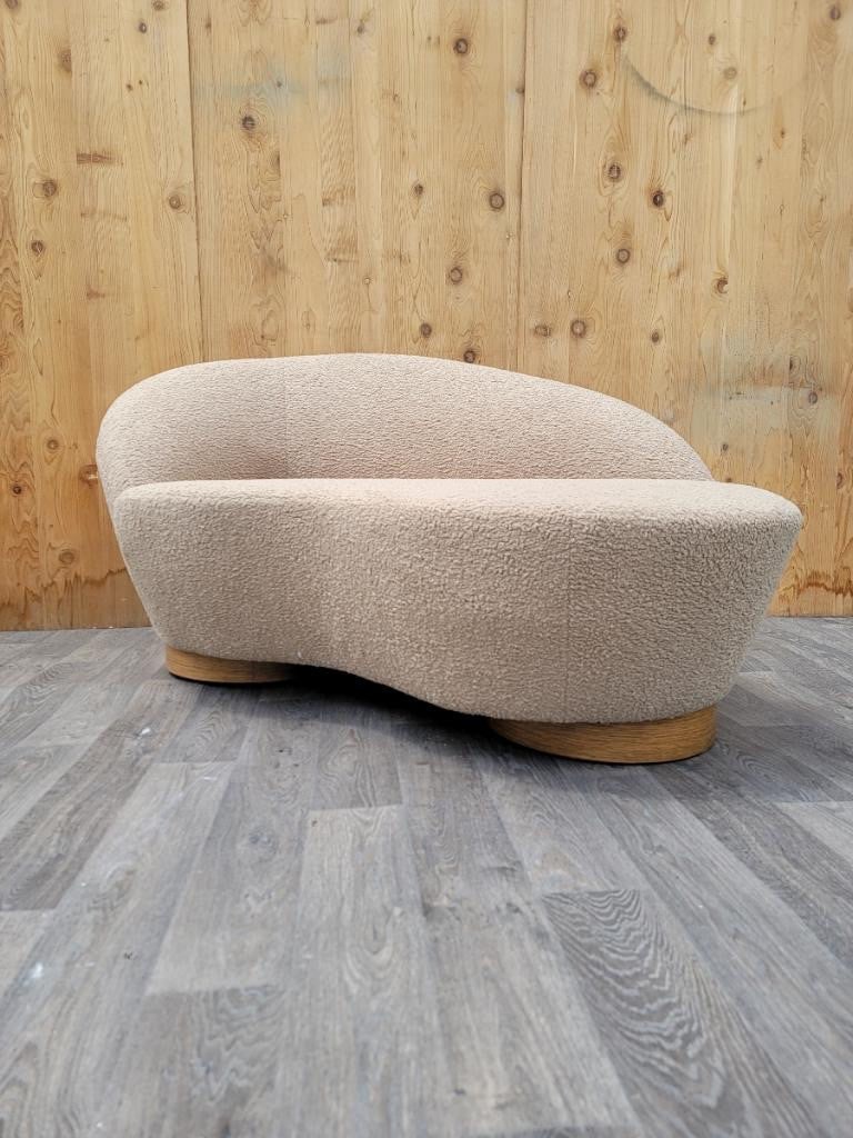 Vintage Modern Vladimir Kagan Style Petite Could Chaise Lounge Newly Upholstered in Beige Boucle (1 of 9)