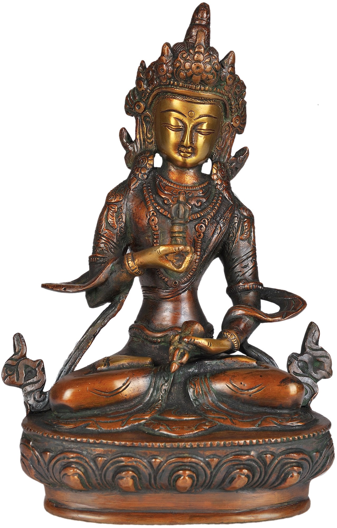 8" (Tibetan Buddhist Deity) Vajrasattva In Brass | Handmade (1 of 1)
