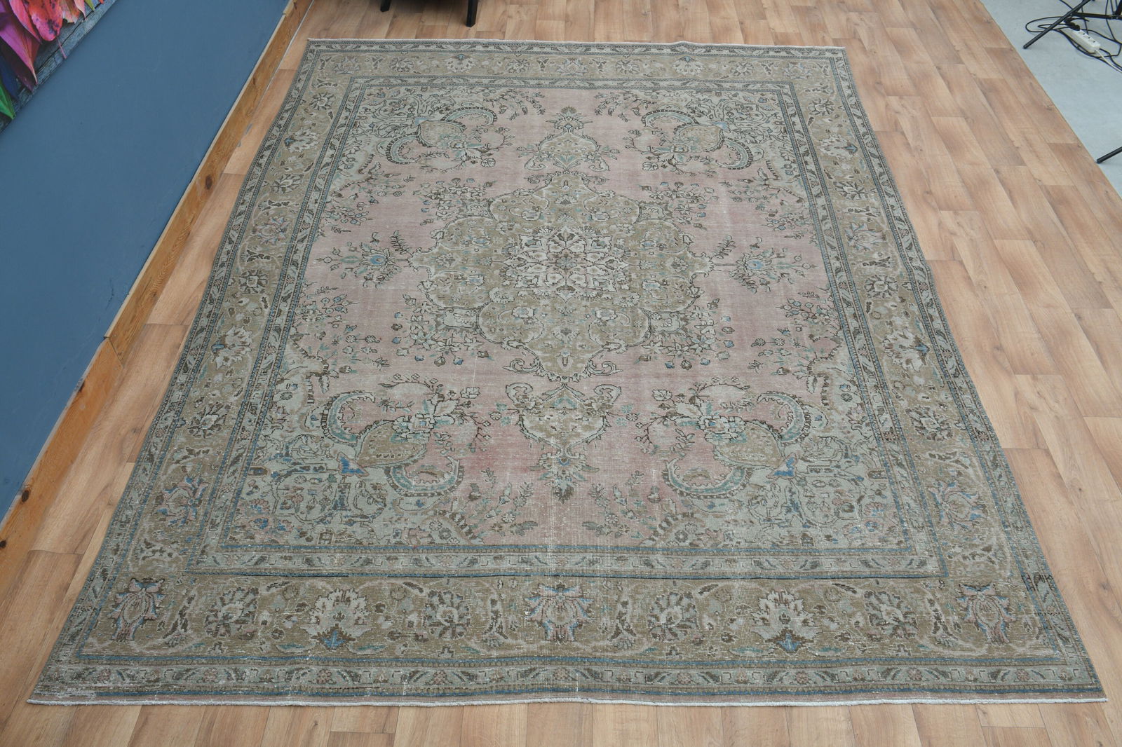 10x12, Turkish Vintage Rug, Oushak , Pink, Area, Oriental Floor Decor, Natural Floral Hand knotted (1 of 10)