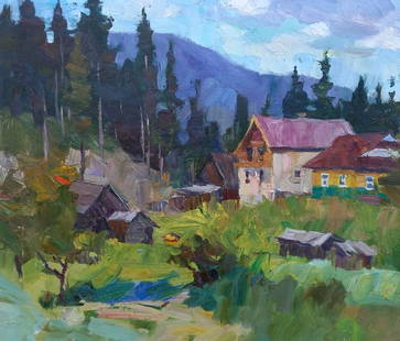 Oil painting Near Bukovel Alex Ditriev: 91AD Painter: Alex Ditriev Sіze: 50x60 cm/19.7x23.6 inches Components: oil, canvas Original painting from our collection ERA: Short information: Alex was born on May 10, 1977 in the city of Niko