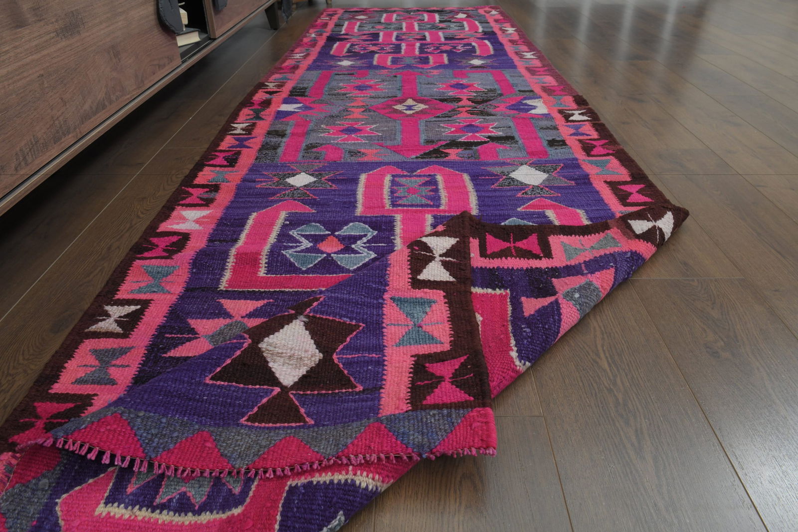 3'3x10'8 ft, TURKISH RUNNER RUG, Handmade, Vintage, Purple Pink Runner, Runner 3x11, Kitchen (1 of 10)