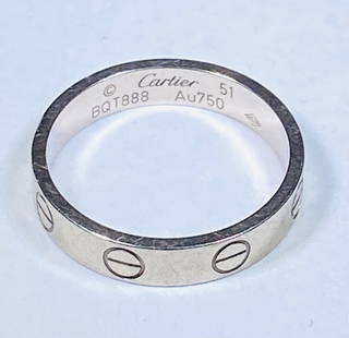 Cartier Ring Love Wedding Band 18k White Gold 3.5mm Band Size EU51 US 5.75 B294: SKU B294 0321 Cartier Ring Love Wedding Band 18k White Gold 3.5mm Band Size EU51 US 5.75 B294 Reserve: $719.00 Shipping: Domestic: Flat-rate of $30.00 to anywhere within the contiguous U.S. Inter