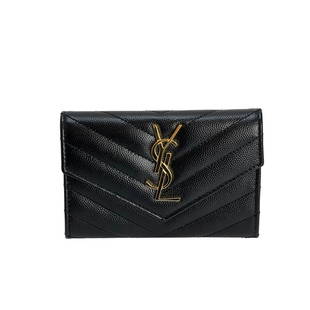 YVES SAINT LAURENT Grain De Poudre Matelasse Chevron Small Wallet Monogram Envel: SKU C272 0923 YVES SAINT LAURENT Grain De Poudre Matelasse Chevron Small Wallet Monogram Envel Pre-Owned 100% Authentic YVES SAINT LAURENT Grain De Poudre Matelasse Chevron Small Monogram Envelope Bla