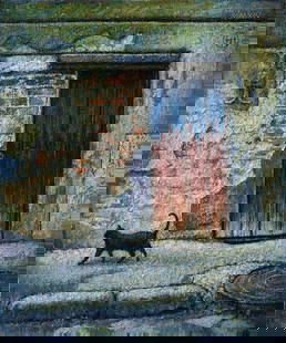 Tiagun Yaroslav - The black cat: Artist/Title: Tiagun Yaroslav - The black cat Date: 2015 Medium: oil on canvas Dimensions: 60 x 50 cm Reserve: $480.00 Shipping: Domestic: Flat-rate of $70.00 to anywhere within the contiguous U.S. In