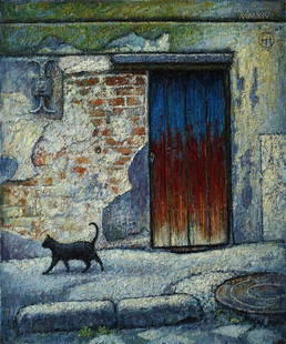 Tiagun Yaroslav - The black cat: Artist/Title: Tiagun Yaroslav - The black cat Date: 2015 Medium: oil on canvas Dimensions: 60 x 50 cm Reserve: $480.00 Shipping: Domestic: Flat-rate of $70.00 to anywhere within the contiguous U.S. In