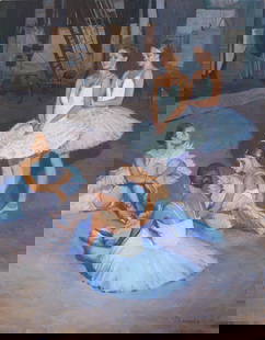 Demenko Anatoly - Ballerinas: Artist/Title: Demenko Anatoly - Ballerinas Date: 2022 Medium: oil on canvas Dimensions: 90 x 60 cm Description: "Ukrainian famous artist, participant of exhibitions in Ukraine and Great Britain. Regul