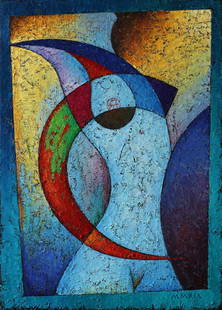 Tiagun Yaroslav - Composition 105: Artist/Title: Tiagun Yaroslav - Composition 105 Date: 2019 Medium: oil on canvas Dimensions: 50 x 70 cm Reserve: $460.00 Shipping: Domestic: Flat-rate of $70.00 to anywhere within the contiguous U.S.